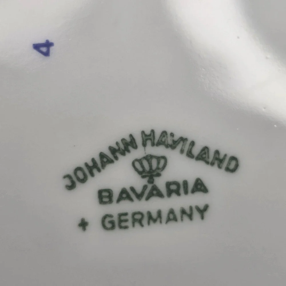 Johann Haviland Blue Garland Gravy Boat & Attached Underplate Bavaria Germany